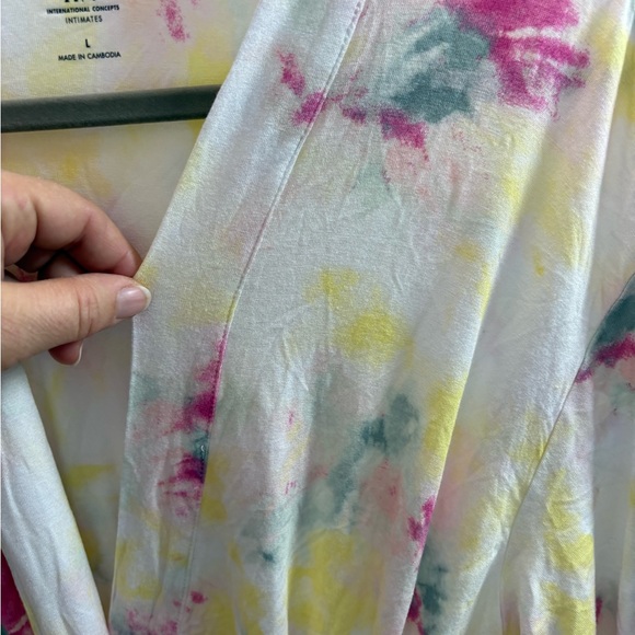 INC International Concepts Lace Trim Tie Dye Short Robe L - Picture 5 of 8